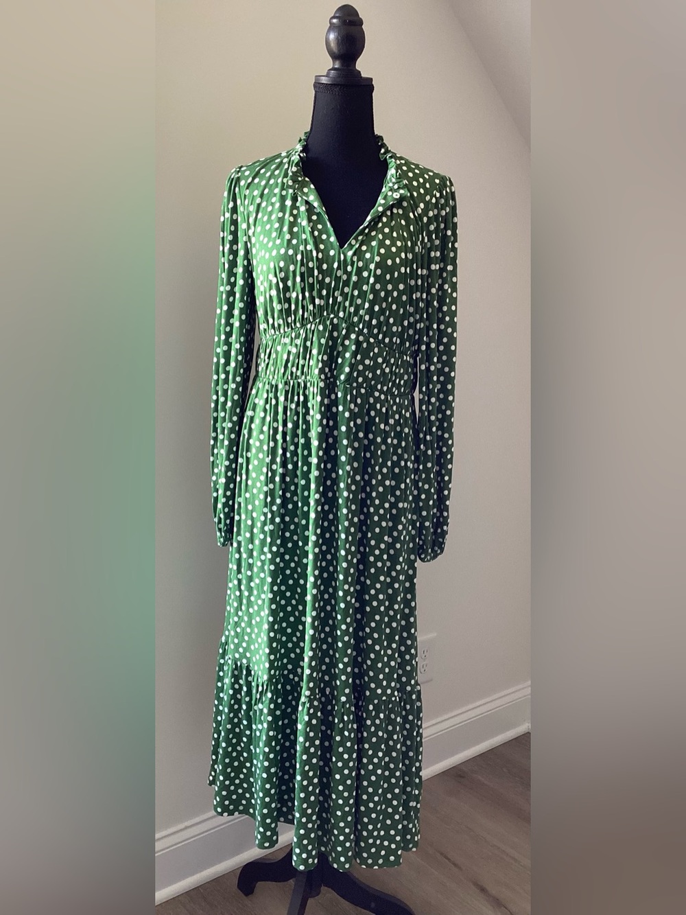 Boden Rosamund Green Polka Dot Midi Dress Cottagecore NWT US Size 8
